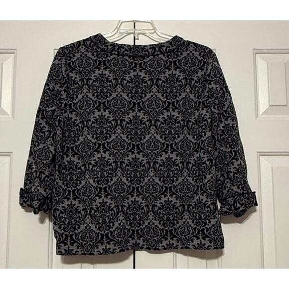 JM Collection Gray Damask 3/4 Sleeve Button Cardigan Sweater, Size XL - Picture 2 of 5